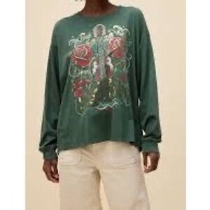 Daydreamer Chris Stapleton Long Sleeve Graphic Tee Green Gold Foil Small $98